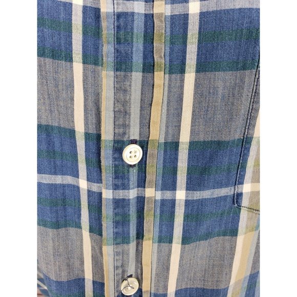 Docker's Indigo Short Sleeve Blue Plaid Size Large Button Up - Picture 8 of 11